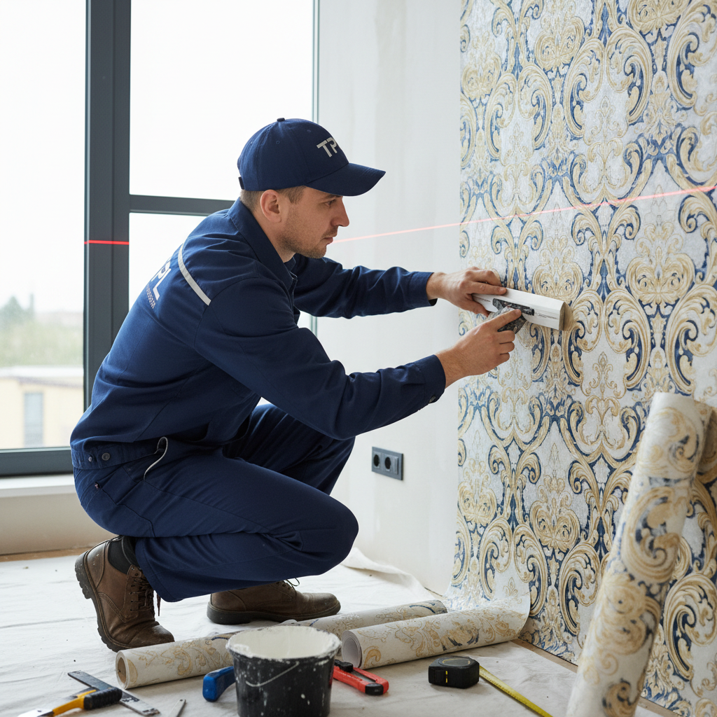 Hand-painted Chinoiserie wallpaper installation in a luxury London dining room - The Painters London