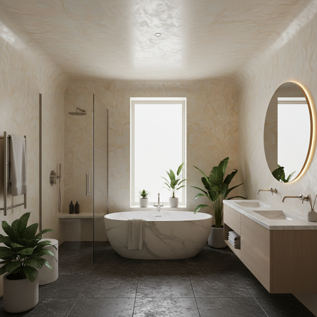 A close up of a luxury Venetian plaster finish in a London home - The Painters London